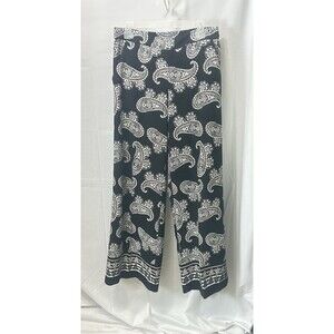 New York & Co‎ Stretch Womens S Black Paisley Wide Leg Pants